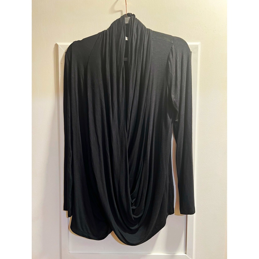 Kindred Bravely Women's Black Draped Cowl Neck Knit Stretch Top 40" Chest M/L